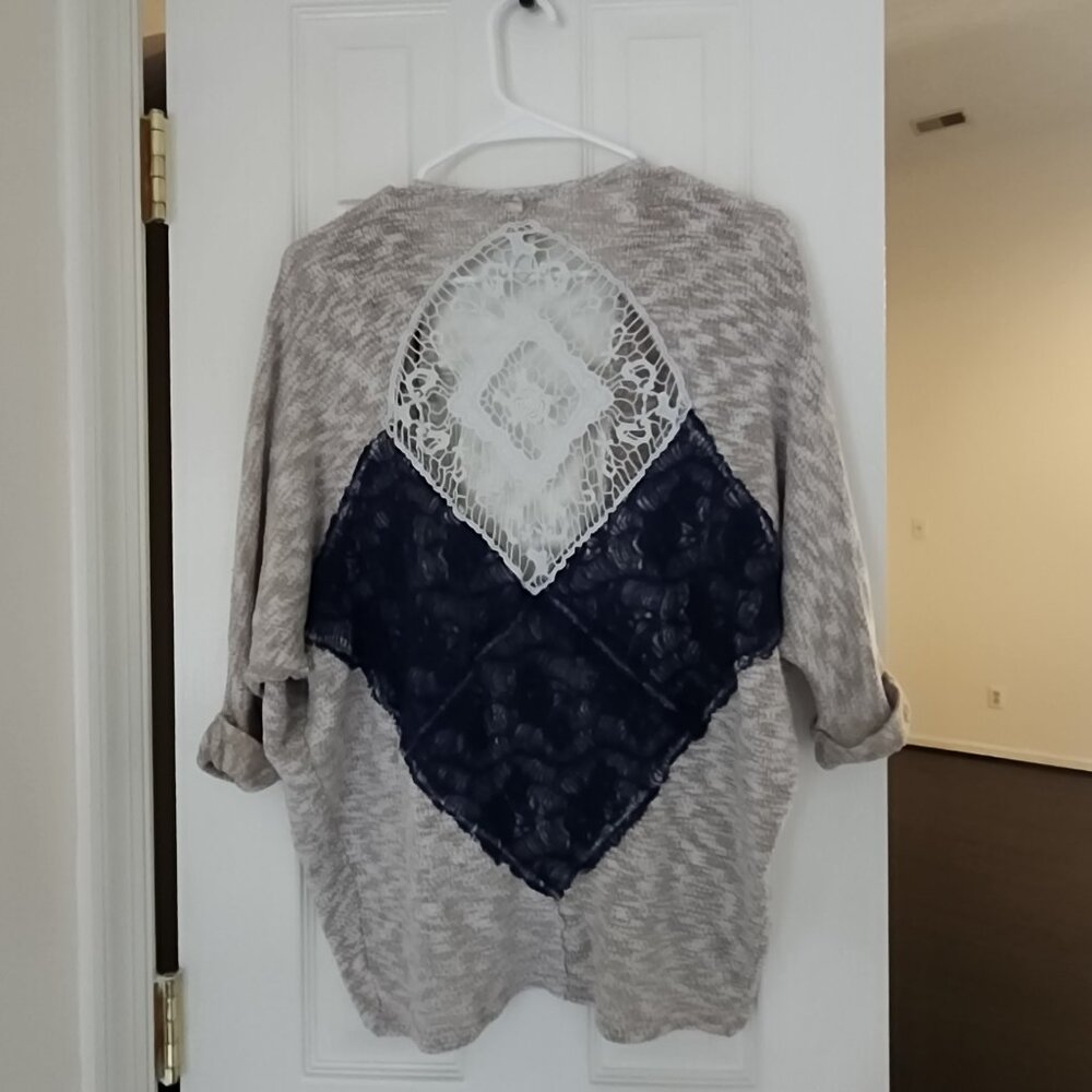 Blu Pepper Blue & Tan Knit Cardigan | M - Picture 2 of 4
